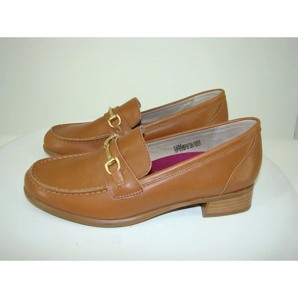 NEW MUNRO GRYFFIN WOMENS TAN LEATHER BIT LOAFERS SHOES SIZE 12M C122